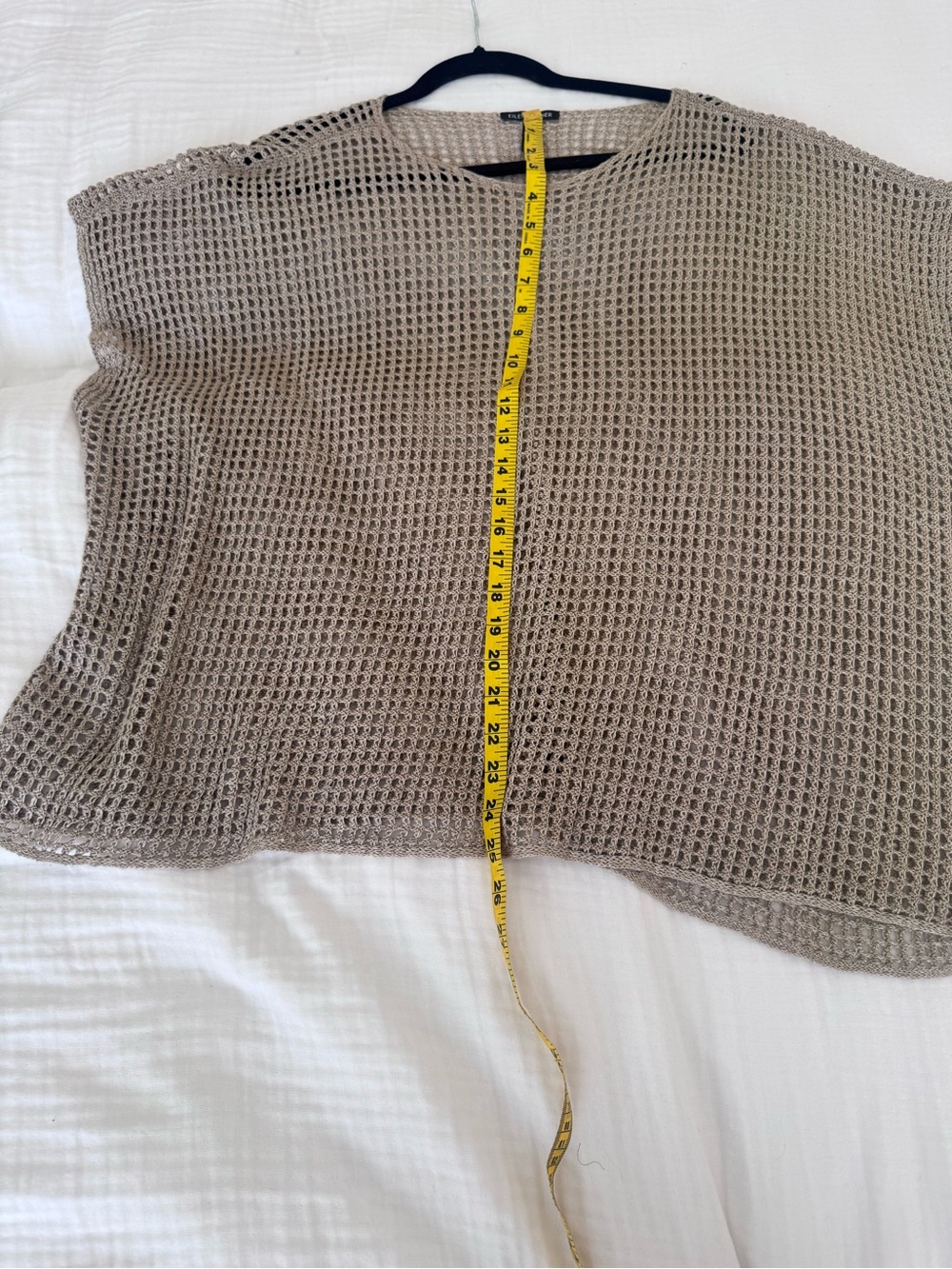 Eileen Fisher Organic Linen Bateau Neck Open Weave Sweater in Taupe - Picture 5 of 6